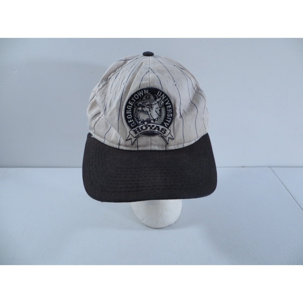 Vintage 90's Starter Gerogetown Hoyas White Blue Pinstripe Snapback Hat‎ Cap